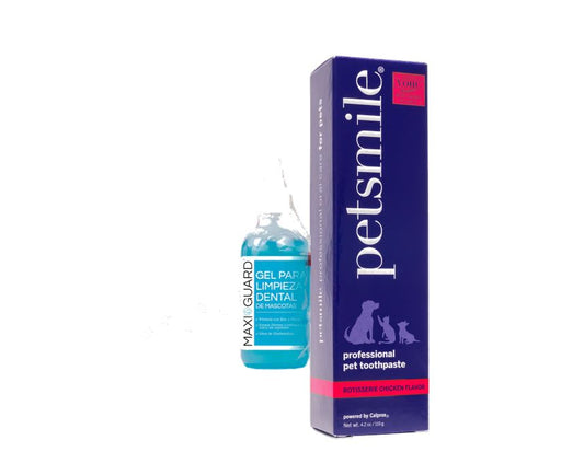 Pack Incredible Clean Pollo GRANDE! (Gel limpieza dental con Vitamina C Maxiguard + Pasta Petsmile sabor pollo asado 119 g)