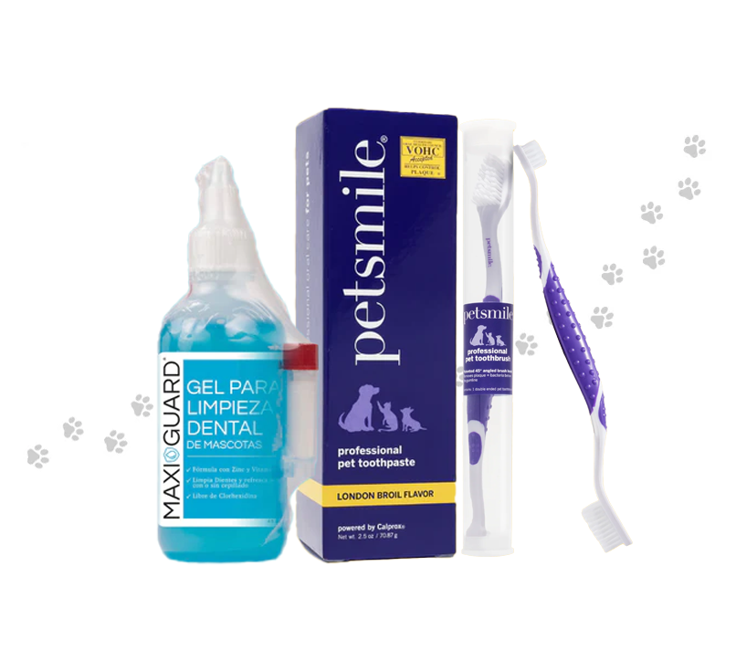 Pack FULL Incredible Clean Carne (Gel limpieza dental con Vitamina C Maxiguard + Pasta Petsmile sabor carne asada 74 g + Cepillo Petsmile)