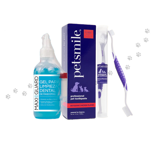Pack FULL Incredible Clean Pollo (Gel limpieza dental con Vitamina C Maxiguard + Pasta Petsmile sabor pollo asado 74 g + Cepillo Petsmile)